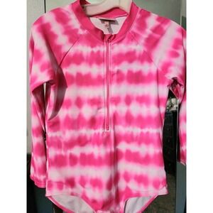 Juicy Couture one peice Pink‎ Tie Dye Rash Guard size 14 Swimsuit